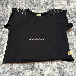XS 4/5 Gwen Stefani Harajuku Mini Top No Doubt Lovers Black Studs Shirt Girls